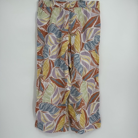 C & C California Pants Womens Size XL Floral Linen Wide Leg Pull On Casual Beach - Picture 8 of 11